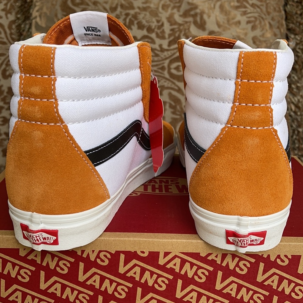 Vans Sk8-Hi Sneakers in White, Orange & Black - Picture 14 of 16